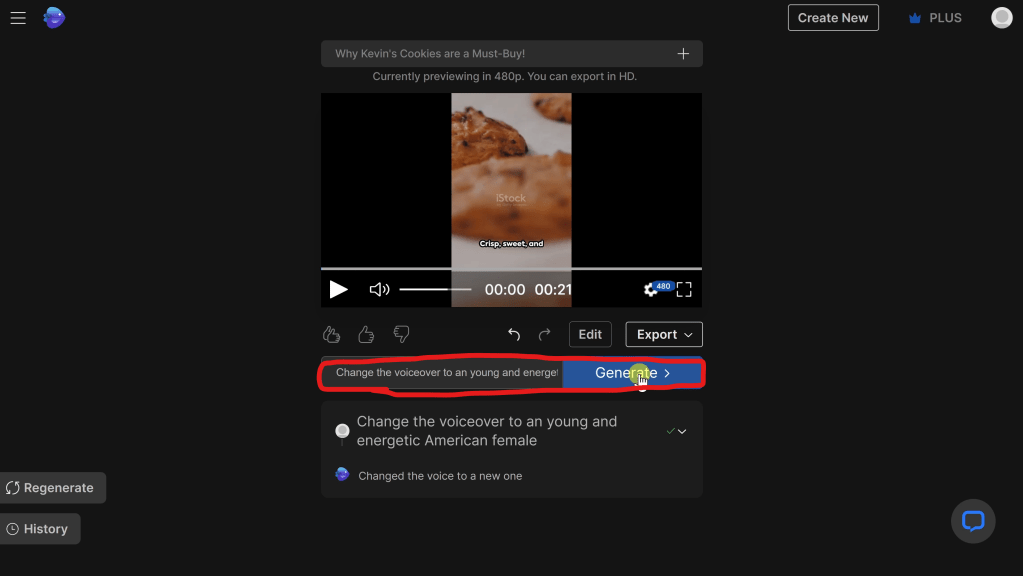 Refine the video by prompting the AI
