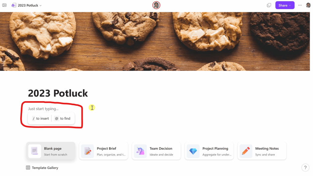 Screenshot showing how to insert a new block in Loop